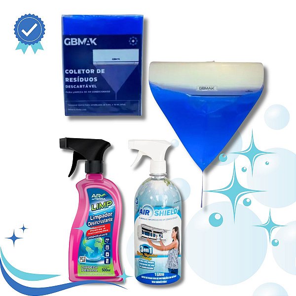 Coletor de Residuos Descartável para Ar 9 a 18.000 BTUs + Air Shield 1 LT + Ar da Terra 500ML