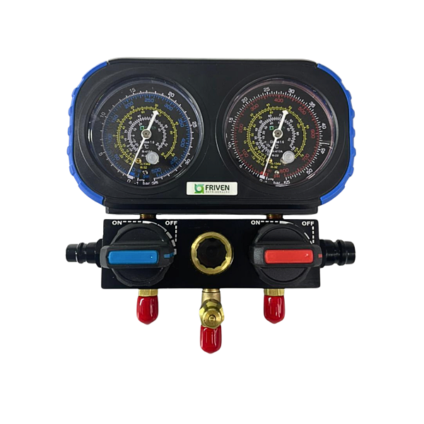 Manifold Corpo Alumínio Gases R134-R22-R32-R410A s/mangueiras Friven