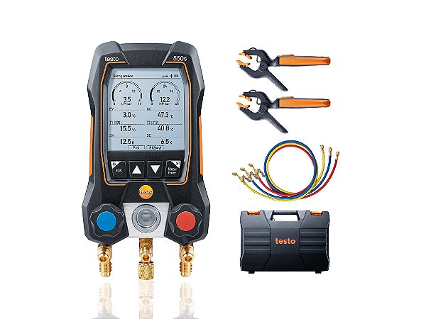 Testo 550s Kit Smart com mangueiras - Manifold digital, inclui 2x 115i, maleta, manual, prot e 3x mangueiras 05645503