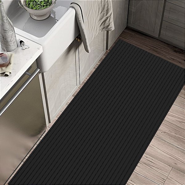 Tapete Passadeira Emborrachado PVC Antiderrapante PRETO