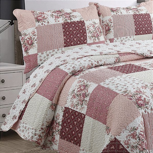 Cobre Leito Colcha King Size 3 Peças Estampada Dupla Face Luxo