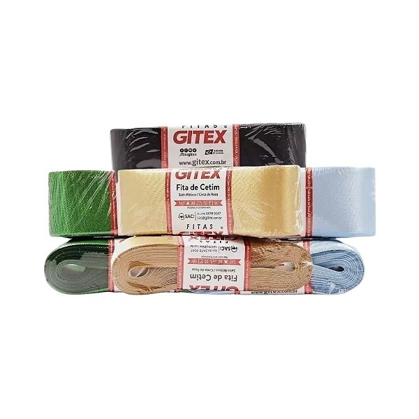 Kit 5 Fitas de Cetim N09 38mm Várias Cores Pascoa 10M