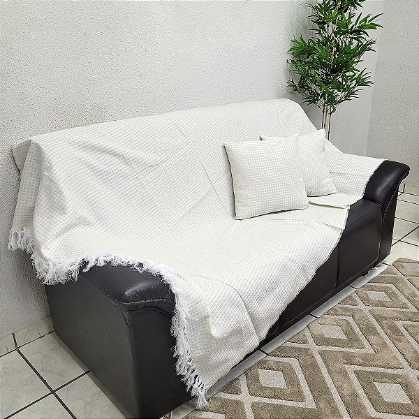 Manta Decorativa Xale Sofá Luxo 2,10x1,40 Jacquard Caribe + 2 Capas de Almofada