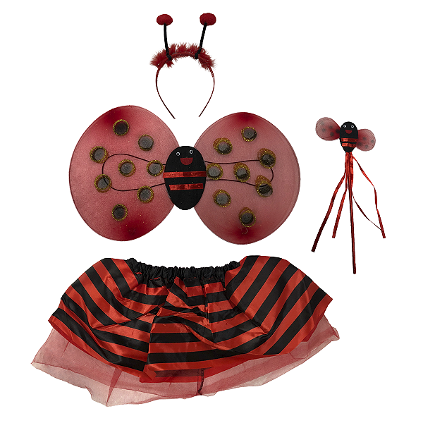 Fantasia Joaninha Infantil Kit 4pçs