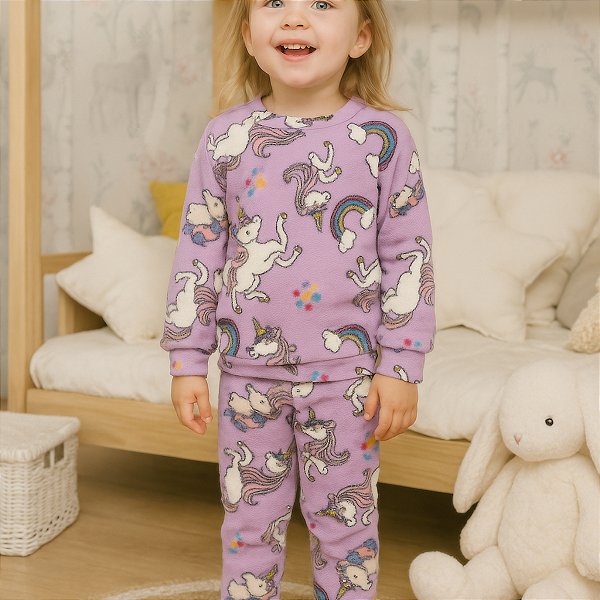 Pijama Infantil Inverno Soft Manga Longa Roupa de Dormir Menino e Menina 2 a 10 Anos