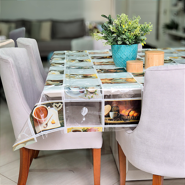 Toalha de Mesa de Plástico Cristal Transparente Estampada 1,00x1,40m Decoração Cozinha