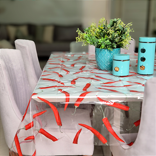 Toalha de Mesa 10 Lugares 5,00x1,40 PVC Cristal Impermeável e Transparente