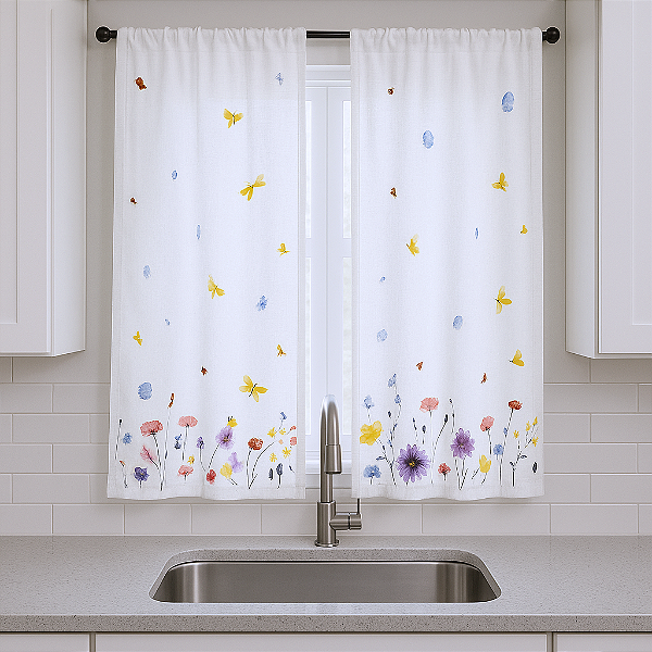 Cortina Para Cozinha com ilhós para Varão Simples 2,10x1,20m