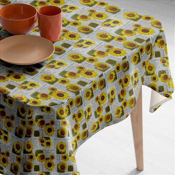 Toalha de Mesa Plástica PVC Impermeável Térmica Estampa 40 Girassol