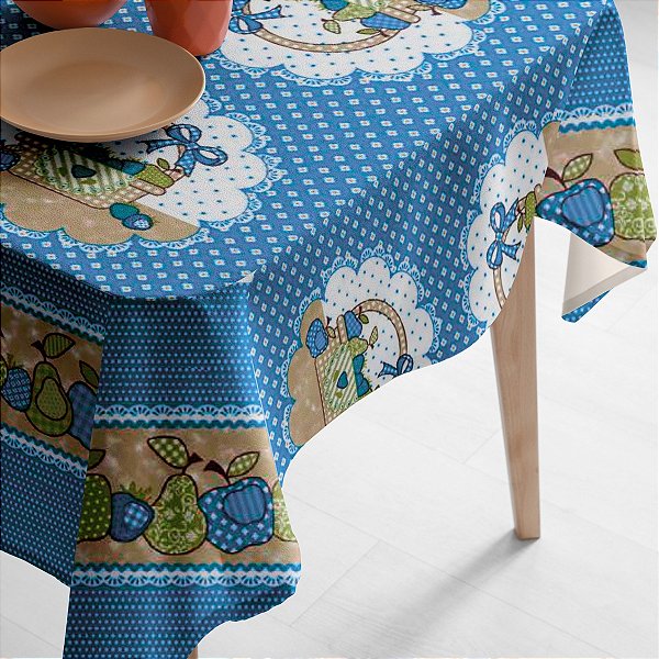 Toalha de Mesa Plástica PVC Impermeável Térmica Estampa 42 Cesta de Frutas