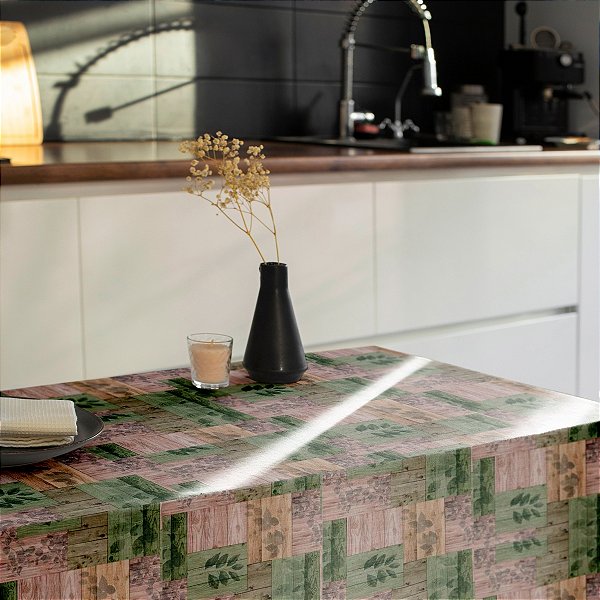 Toalha de Mesa Plástica PVC Impermeável Térmica Estampa 43 Madeirado