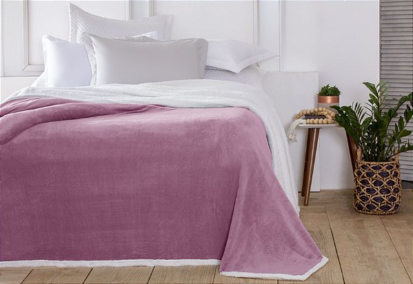 Manta Casal Áustria Rosa Antigo Corttex Sherpa Design 1,80 x 2,20mt