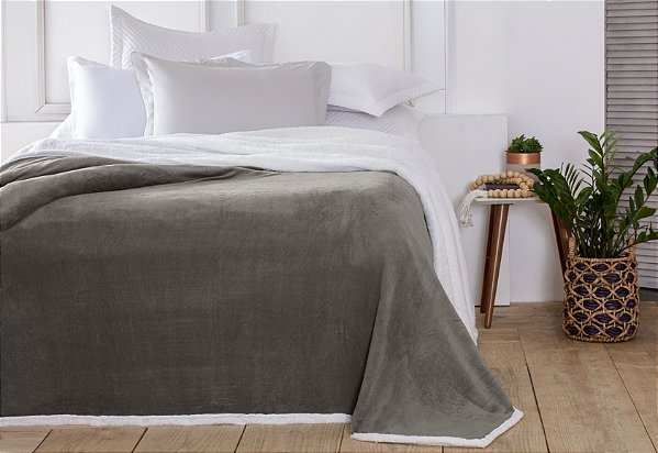 Manta Casal Áustria Taupe Corttex Sherpa Design 1,80 x 2,20mt