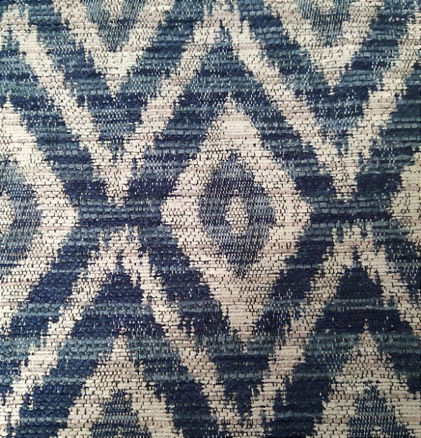 TECIDO JACQUARD LOSANGO AZUL E CINZA CLARO - ILHA 12745