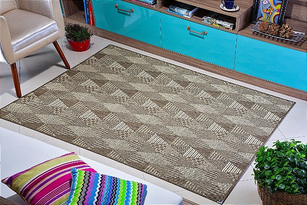 Tapete Sisal Antiderrapante Geometrico Mescla- S560 - 2,00x3,00