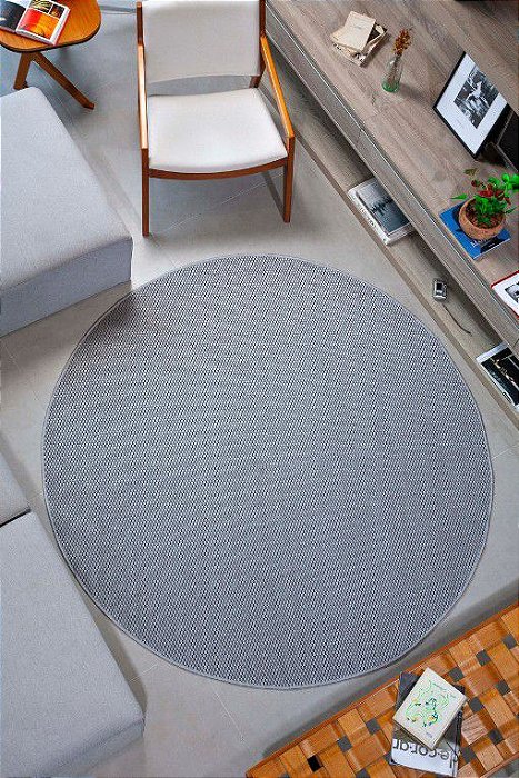 Tapete Sisal Redondo Antiderrapante Cinza e Preto - SV03 - 2,00x2,00