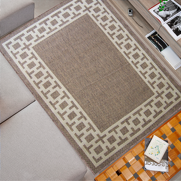 Tapete Estilo Sisal Eco Nature Supreme 70 - Marrom e Bege 1,50 x 2,00