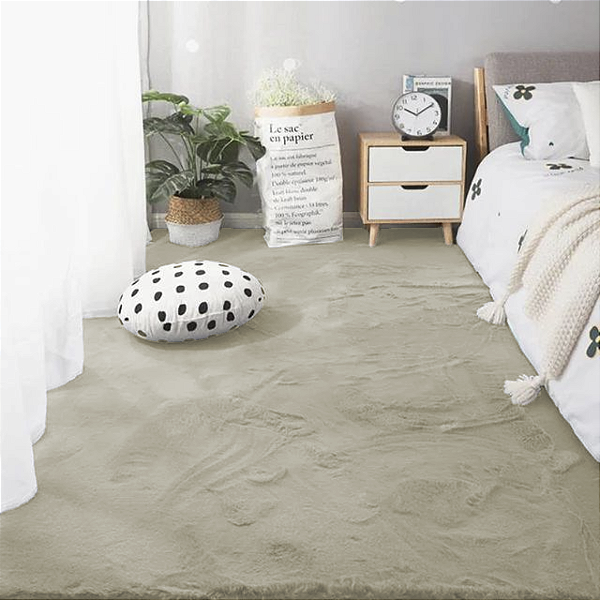 Tapete Pele de Coelho Wabby Touch Bege Claro 1,00x1,40 Metros