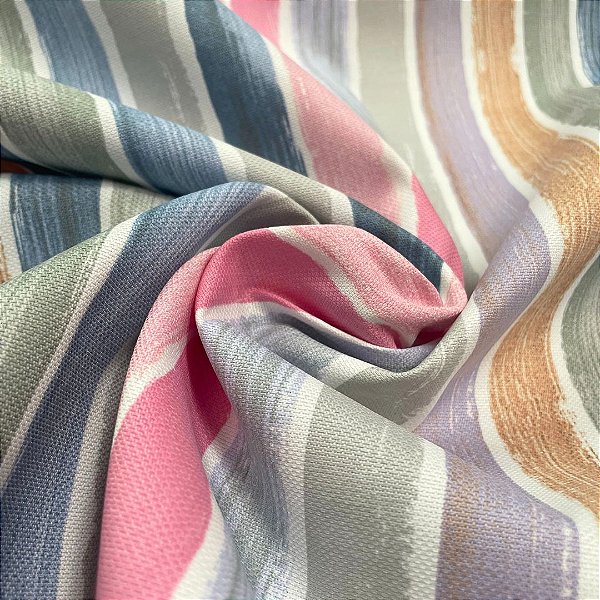Tecido Acquablock Karsten Listrado Colorido Acqua 11