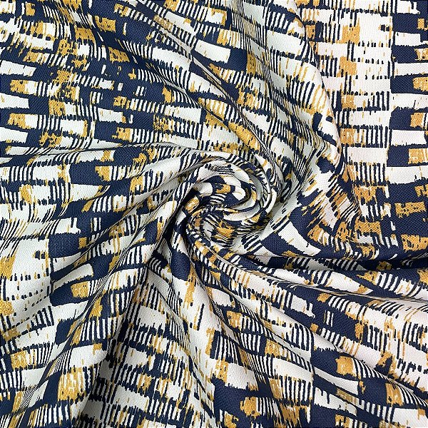 Tecido Acquablock Karsten Rajado Amarelo e Marinho Acqua 24