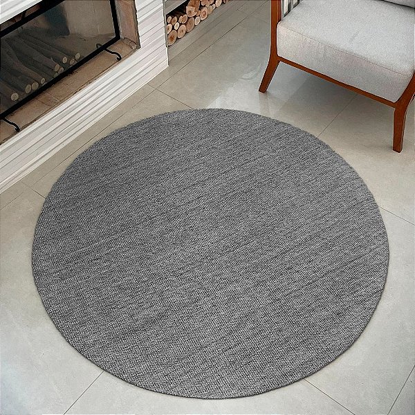 Tapete Para Sala Sisal 100% Natural Redondo 1,00m Cinza