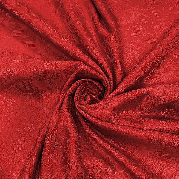 Tecido Jacquard Medalhão Córdoba Adamascado Vermelho