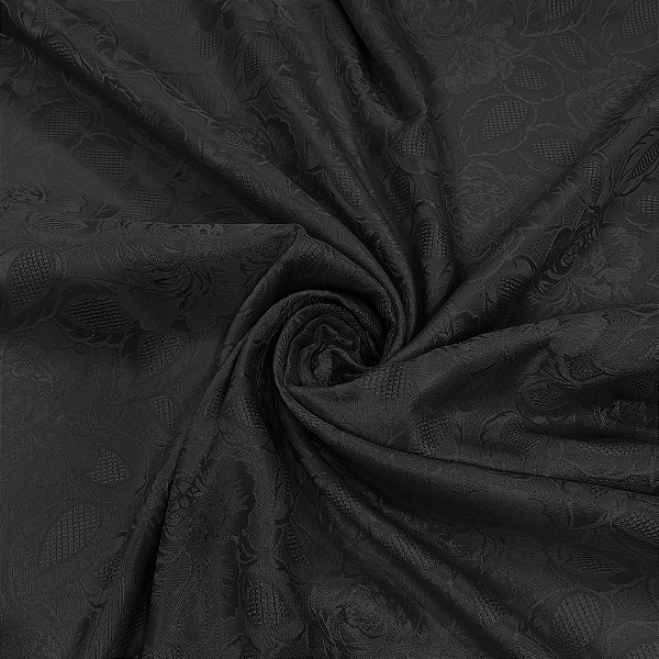 Tecido Jacquard Medalhão Córdoba Adamascado Preto