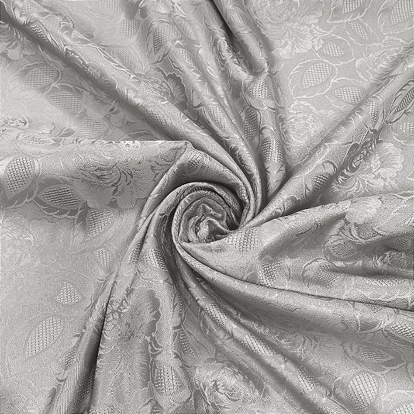 Tecido Jacquard Medalhão Córdoba Adamascado Prata