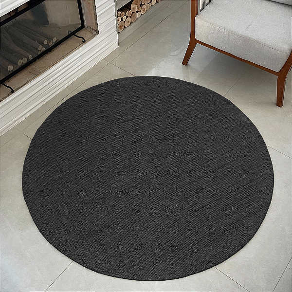 Tapete Para Sala Sisal 100% Natural Redondo 2,00m Preto