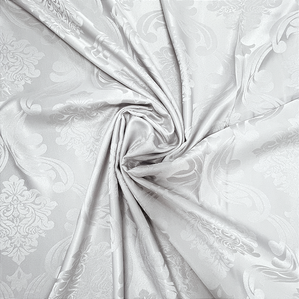 Tecido Jacquard Medalhão Adamascado London Perola