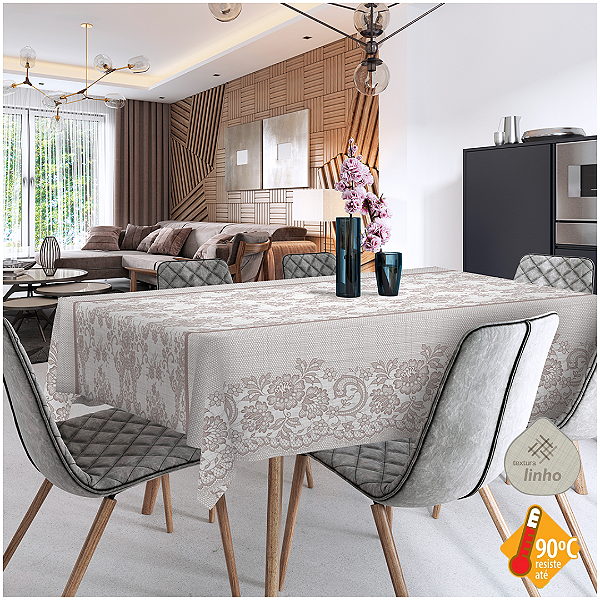 Toalha de Mesa Termica 1,40 de Largura - Linho Renda Floral
