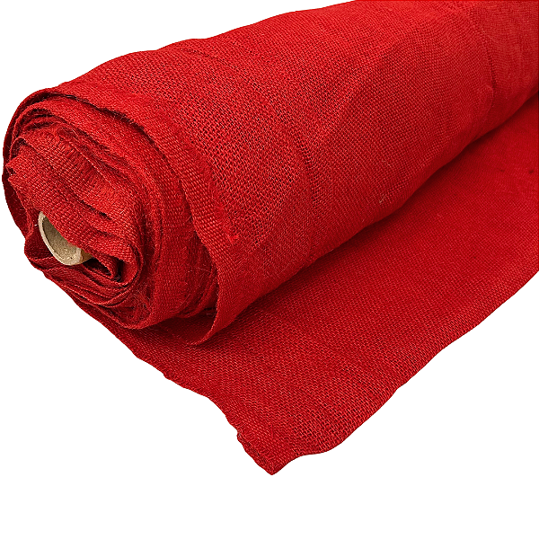 Tela de Juta Natural Vermelho para Decoração Artesanato Fechada1 Metro