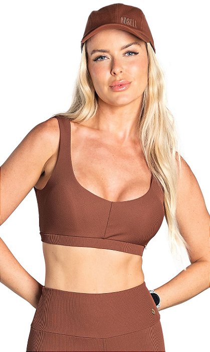 Top Du Sell Fit Canelado Transversal com Bojo Removível