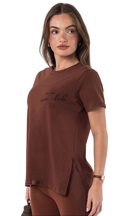Blusa Du Sell Silky Cotton Alongada com Aberturas