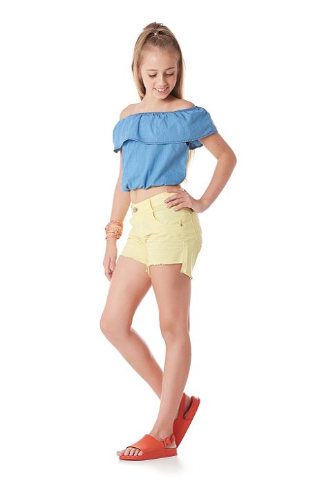blusa ciganinha infantil jeans