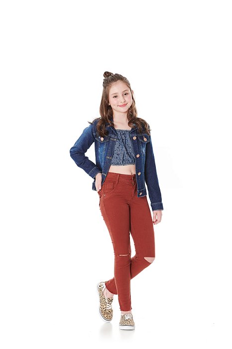 jaqueta jeans juvenil feminina