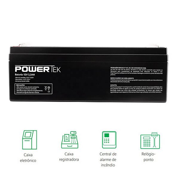 Bateria Selada Vrla 12v 2,3ah Powertek - Multilaser En007