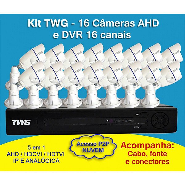 Kit TWG 16 Câmeras + DVR de 16 Canais 5 em 1
