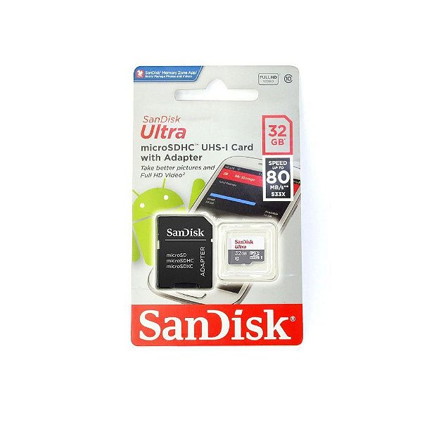 Cartão Memoria 32GB Sandisk Micro Sd Ultra