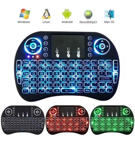 Mini Teclado Controle S/fio Touch Led Pc/note/gamer/tv smart