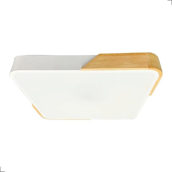 Plafon Hevvy Wood Led Quadrado Branco 48W Multitemperatura 40cm