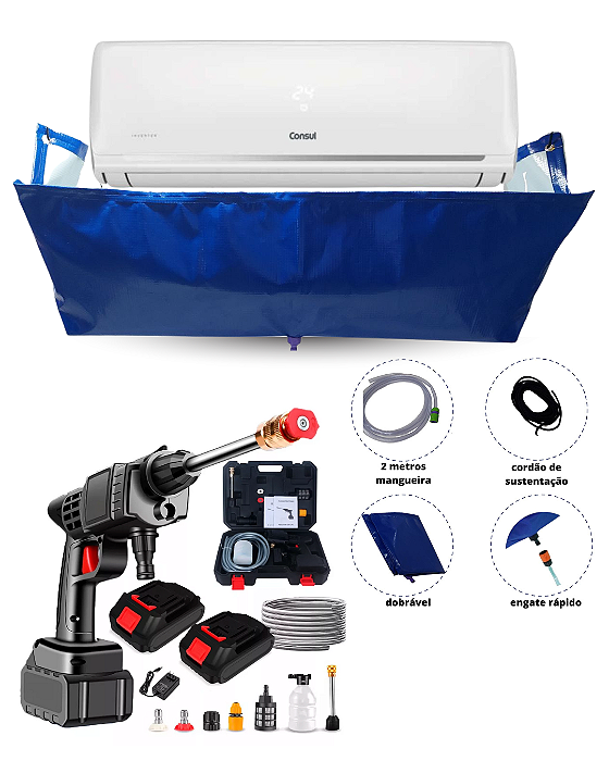 Kit Completo para Limpeza de Ar Condicionado Split – Lavadora Portátil de Alta Pressão e Coletor de Limpeza – Praticidade e Eficiência para Seu Aparelho de 18.000 a 24.000 BTUs