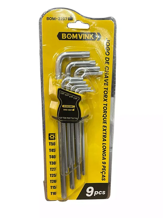 Jogo de Chave Torx Torque Extra Longa 9 Peças