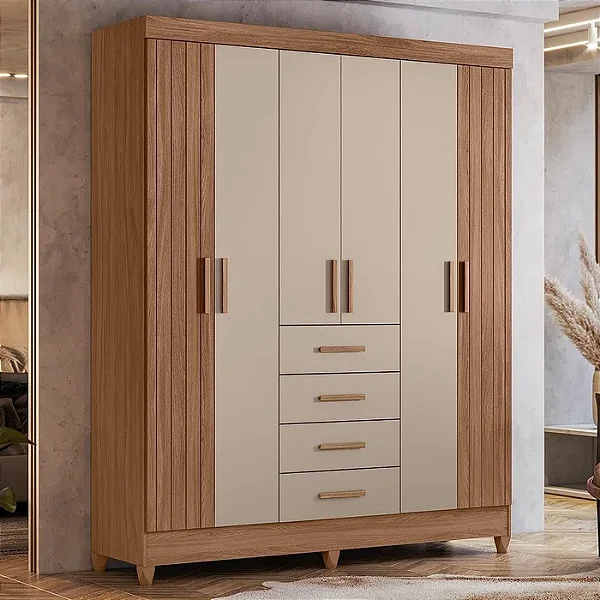 Guarda Roupa Solteiro Aruba 6 Portas e 4 Gavetas