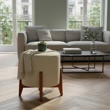 Puff Decorativo Thor Luxo Veludo Base em Madeira Maciça