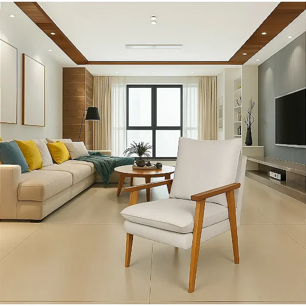 Poltrona Efata Madeira Maciça Tecido Linho