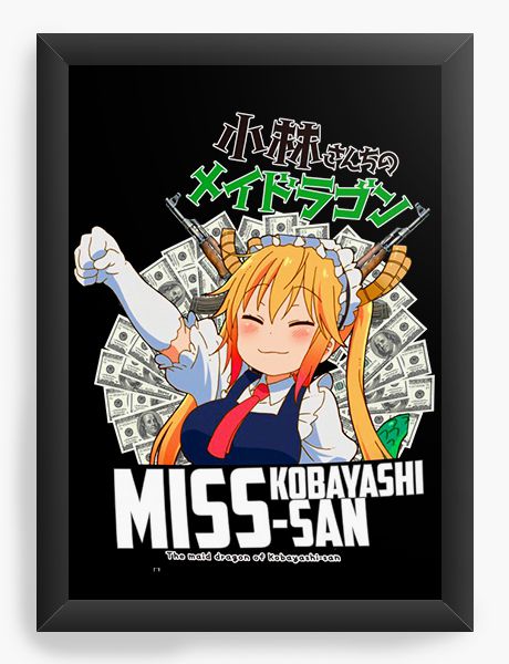 Quadro Decorativo A4(33X24) Anime Miss Kobayashi San