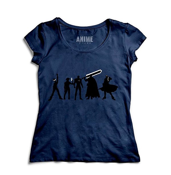 Camiseta  Feminina Anime Kamina, Spike, Kenshiro, Guts and Jotaro