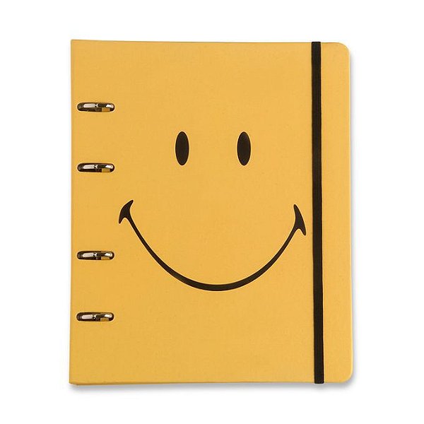 Caderno Criativo Argolado Pautado- Cícero - Smiley Amarelo 17x24