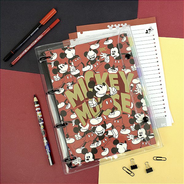 Fichário Universitário Disney Mickey + 144 Folhas decoradas - Dac